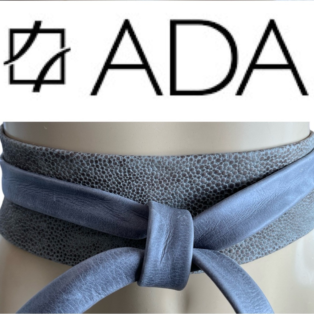 Ada Blue Gray Leather Wrap Belt